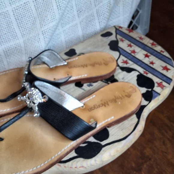 Phyllis Morgan glittery bling skull sandals 9 - Picture 6 of 9
